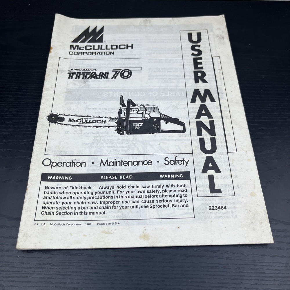 NEW Manual & Tool Kit for Titan 70 Box 6204A OEM Instructions Set